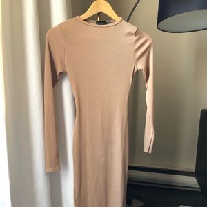 PRETTY LITTLE THING NUDE BODYCON DRESS